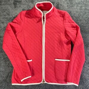 Fairway Greene Quilted Zip Up Jacket Pink White Trim Ladies Size M